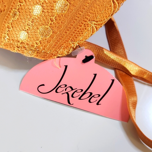 Jezebel Orange With Leopard Trim Extreme Push Up Bra - Picture 7 of 10